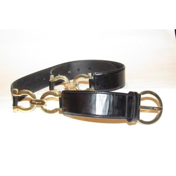 Salvatore Ferragamo Black Leather and Gold Gancini main image 11